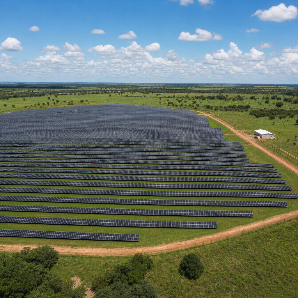 Fazenda solar rural vista de cima